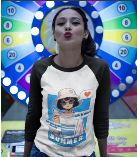 SCUBAAA Women's Summer Vibes & Ice Cream Delights Raglan T-Shirt