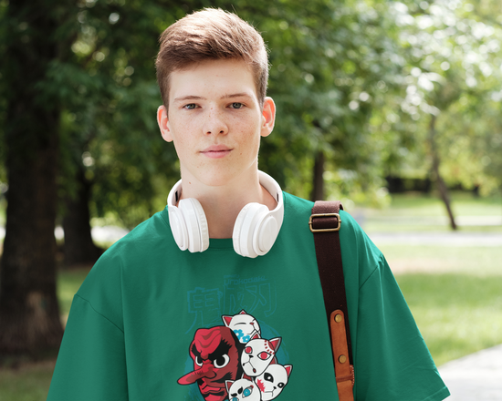 SCUBAAA Men's Demon Slayer Corps Oversized Half Sleeve T-shirt