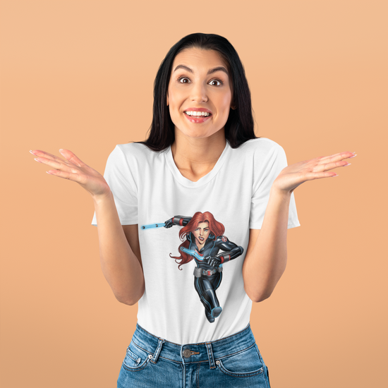 SCUBAAA Women's Black Widow Regular Half Sleeve T-Shirt
