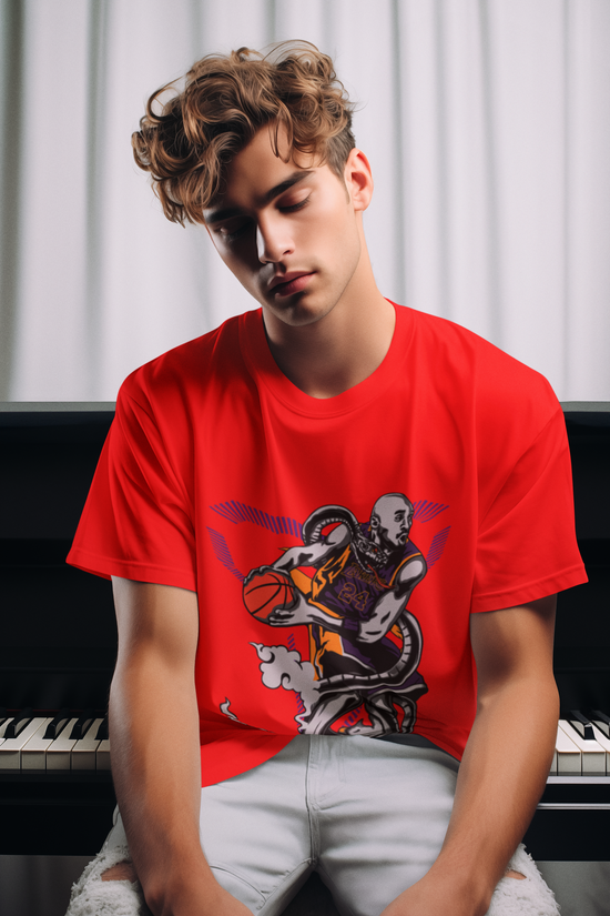 SCUBAAA Men's NBA- Kobe Bryant X Black Mamba Oversized Half Sleeve T-shirt