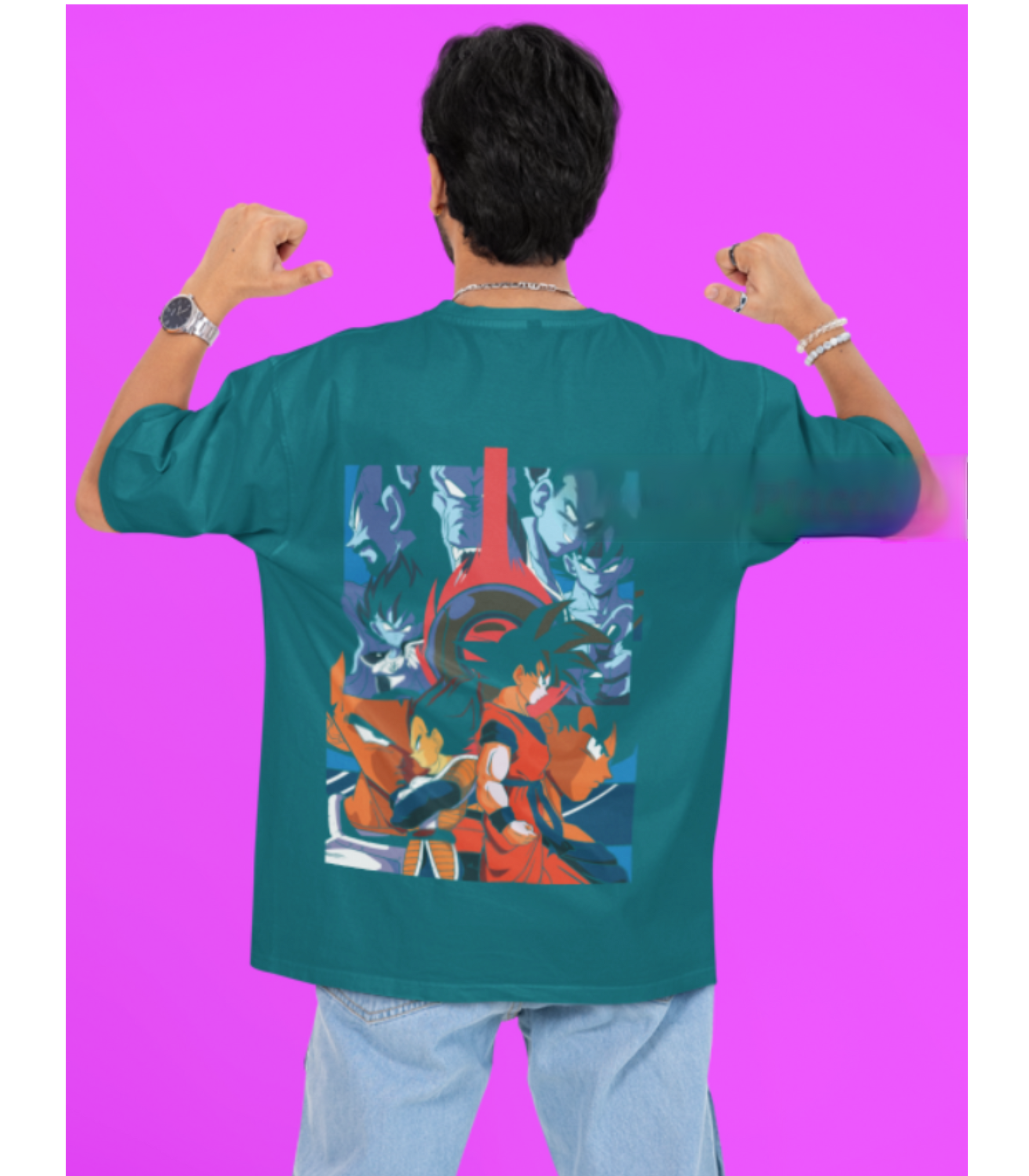 SCUBAAA Men's Brotherhood Goku X Vegeta Oversized Half Sleeve T-shirt